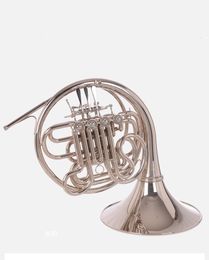 musical horns UK - New Arrival French Horn Four-key b f tone nickel plated Musical instrument with Mouthpiece Case