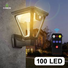 Solar Outdoor garden lamps 3 Lighting Modes Motion Sensor IP65 Waterproof retro wall light with USB Charging For Decoration Landscape Lawn Lamp