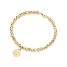 Fashion Sterling Sier Tag Love Heart Bracelets Original Classic T Beaded Bracelet 4mm Rose Gold Bead Man Women Jewellery Lovers Gifts bracelet designer