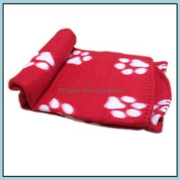 60X70Cm Pet Dog Cat Bed Blankets Cute Floral Sleep Warm Paw Print Puppy Fleece Soft Blanket Beds Mat Drop Delivery 2021 Furniture Supplies