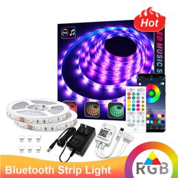 RGB Strip Light Bluetooth Music Sync IP20 Non-waterproof Indoor Decoration Lighting Flexiable Tape Light 10m 20m App controlled remote control