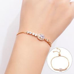 Link Bracelets Yunkingdom Elegant Oval Shape Cubic Zirconia Gold Bracelet Bangle For Women Trendy Jewelry Gift Adjustable