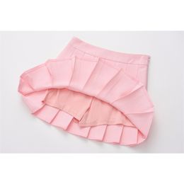 summer new A line high waist pleated skirt college wind skirt T200712