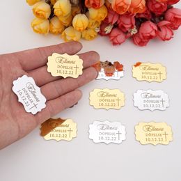 Other Festive Party Supplies 50pcs Small Name Mirror Wedding Decor Acrylic Favor Custom Personalized Babyshower Birthday Guest Decoration Gift 230206