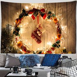 Christmas Stocking Tapestry Kawaii Iglo Holiday Happy Gift Wall Hanging Cute Home Living Room Decor J220804