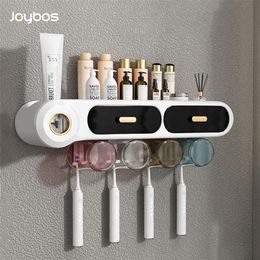Toothbrush Holder Set Storage Rack Automatic Toothpaste Squeezer Dispenser All-in-One Bathroom Accessories 220401
