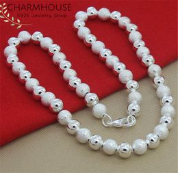 Chains Pure Silver 925 Necklaces For Women Collier Femme 8mm Buddha Bead Chain Necklace Fashion Jewellery Accessories Wholesale BijouxChains