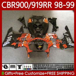 Fairings Kit For HONDA CBR 919RR 900RR 900CC Orange black 919CC CBR919 CBR900 RR CBR919RR 98 99 Body 127No.81 CBR 900 919 RR CC 1998 1999 CBR900RR 1998-1999 OEM Bodywork