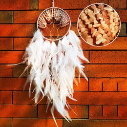 Decorative Objects & Figurines Tree Of Life Dream Catcher Creative Natural Broken Feather High-end Home Wall Ornaments Crystal Gem Dreamcatc