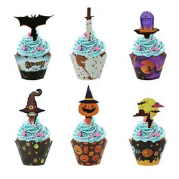 Other Festive & Party Supplies 12Pcs Halloween Cupcake Wrapper Pumpkin Ghost Witch Cake Decoration Decorations For Home KId GiftsOther