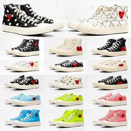 Mens Commes play Chuck 1970 Casual Shoes CDG Tayler1970S canvas shoe Vulcanized Sneakers Skateboarding street shoes Big eyes red heart shape Womens low high sneaker
