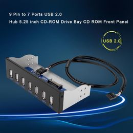 Hubs 148mmx77mmx40mm 9 Pin To 7 Ports USB 2.0 Hub 5.25 Inch CD-ROM Drive Bay CD ROM Front Panel For Computer CaseUSB