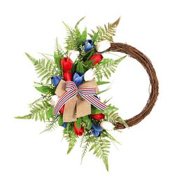 Decorative Flowers & Wreaths Plain Day Door Wreath Hanging Decoration Independence Front Outdoor Porch Christmas Decorations Modern Outside