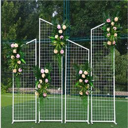 Party Decoration Wedding Props Wrought Iron Geometric Grid Frame Stage Background Flower Stand Outdoor DecorationParty