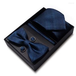 Bow Ties High Grade Jacquard Nice Handmade Tie Handkerchief Pocket Squares Cufflink Set Necktie Box Orange Paisley Fit WorkplaceBow Enek22