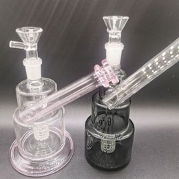 3 layers Pink Glass Water Bong Hookahs with Tyre Perc Female 14mm Smoking Pipes with Bowl Accessories