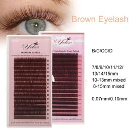 False Eyelashes Clearance Sale YELIX Brown Lashes Extension 7-15mm Mix Fake Individual High Quality Soft NaturalFalse