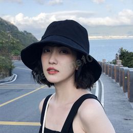 Summer Women Bucket Hat Solid Colour Big Size Wide Brim Sun Hats Outdoor Beach Panama Caps Folding Ladies Cap