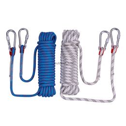 10m 20m 30m Outdoor Rock Climbing Rope Emergency Paracord Rescue Safety Rope With Carabiner High Strength Hiking Accessory