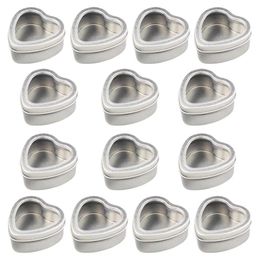 candy tins Australia - Gift Wrap 20Pcs Empty Heart Shaped Silver Metal Tins With Window For Candle Making Candies Gifts & Treasures240O