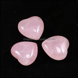 Stone Loose Beads Jewellery Natural 25Mm Non-Porous Pink Rose Quartz Heart Chakra Healing Guides Meditation Ornaments Jewelr Dhejz