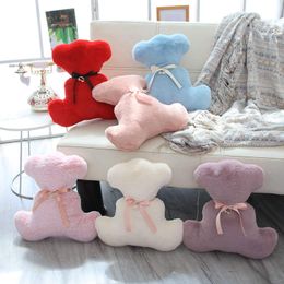 Lovely Ribbon Teddy Bear Back Plush Toy Pillow Wedding Decoration Sofa Cushion Children's Toy Birthday Gift