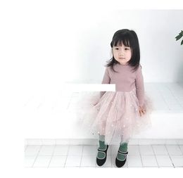 kids designer clothes girls Star Knitted Princess dress children Tutu lace Long sleeve Dresses 2019 Spring autumn baby Clothing