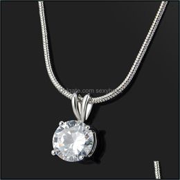 Pendant Necklaces New Jewellery Hearts And Arrows Four Claw Zircon 8Mm Round Cz Cute Necklace Fashion Classic Sexyhanz Dhbek