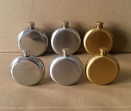 5oz round hip flask stainless steel gold Colour whiskey drinkware flask for men 4 Colours llfa