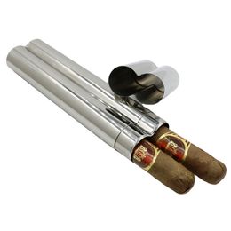 factory supply double cigar tube stainless steel cigar case boxes smoking cigarette accessories