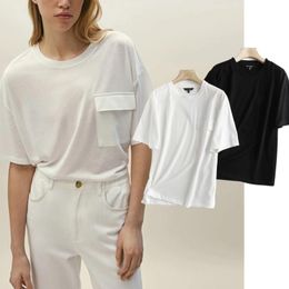 Women's T-Shirt Maxdutti England Style Camisetas Verano Mujer 2022 Fashion Pockets Loose O-neck Cotton Harajuku Tshirt Summer T Shirt Women
