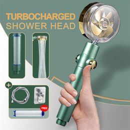 Shower Head High Pressure Style Green High Pressure Rotate Shower Head with Holder and Hose Propeller Shower Head Eco 220525