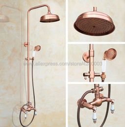 Bathroom Shower Sets Antique Red Copper Wall Mounted Faucet Set Handheld Sprayer Mixer Tap 2 Handles Krg554Bathroom