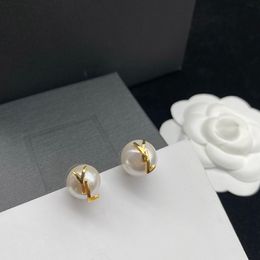Pearl Kearing Designer Takı Lüksler Saplama Kadınlar İçin Küpe Gümüş Boucle Studs Mektuplar Çemberler Aşk Küpe Düğün Hediyeleri