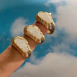 Cluster Rings Ins Simple Creative Brass Gold Plated Cloud Ring Vintage For Women Girls Fashion Jewelry GiftCluster