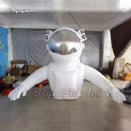 Personalised LED Inflatable Astronaut Balloon 2.5m White Hanging/Ground Blow Up Half Body Spaceman For Party Decoration