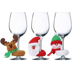 Christmas Wine Glass Rings Decor Snowman Elk Santa Claus Ornaments Year Christmas Decorations for Home Table Bar Supplies 220815