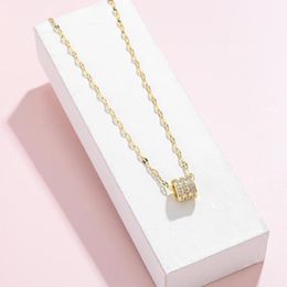 Pendant Necklaces 316L Stainless Steel Fine High-end Jewelry Three Rows Zircon Round Roller Charms Chain Collier & Pendants For Women