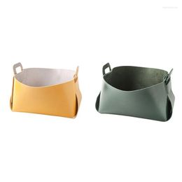 Storage Boxes & Bins 2 Pcs Leather Box Desktop Tray Jewellery Key Sundries Makeup Appliance Green Yellow