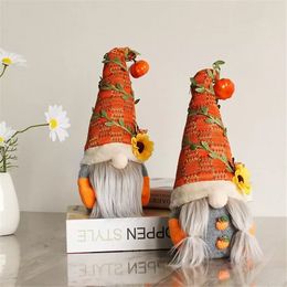 Party Supplies Halloween Thanksgiving Fall Harvest Festival Decoration Gnomes with Pumpkin Plush Elf Dwarf Doll Home Desktop Ornaments sxjul20