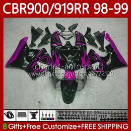 OEM Body For HONDA CBR900RR CBR919RR CBR 919RR 900RR 98 99 Rose black Bodywork 127No.179 CBR919 CBR900 RR CBR 900 919 RR CC 1998 1999 900CC 919CC 1998-1999 Fairing Kit