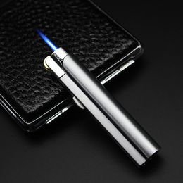 Wholesale Genuine Aomai Compact Jet Butane Lighter Torch Grinding Wheel Fire 5 Colours Straight Bar Blue Fire Cigarette Lighters