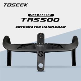 TOSEEK TR5500 Carbon Road Integrated Handlebar 28.6mm Carbon Handlebars With Bike Computer Holder Handlebar Bicycle Parts 220801