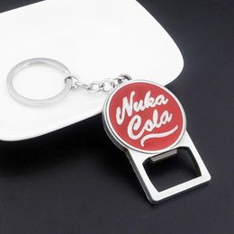 red cap game UK - Keychains Game Fallouts Nuka Cola Opener Red Bottle Cap Car Keyring Key Chain For Women Men Corkscrew Love Beer Jewelry GiftKeychainsKeychai