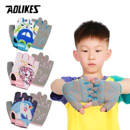 AOLIKES Kids Cycling Gloves Half Finger Skate Child Mountain Bike Bicycle Sports for Boys and Girls Children 220624