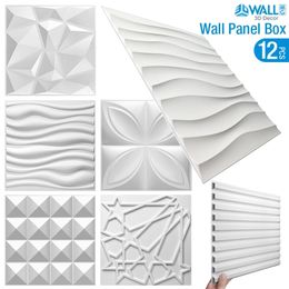 Panneaux muraux 3D décoratifs en conception de diamant Matt White 30x30cm Fond d'écran Mural Tilepanelmold 3D Sticker Wall Sticker Bathroom Kitchen 220809