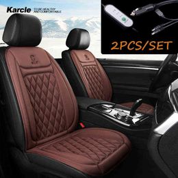 Karcle 2Pcs Heated Seat Cushion Cover 12V-24V Truck Seat Heater Protector Heating Pad Fit for Auto Supplies Home Office H220428