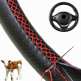 Steering Wheel Covers Braiding Cover For Leather Braid Car Case Interior Parts AccessoriesSteering