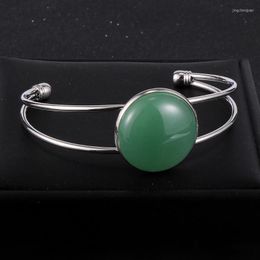 Bangle Unique Natural Stone For Women 2.5cm Top Grade Round Turquoises Pink Crystal Gem Wrap BraceletsBangleBangle