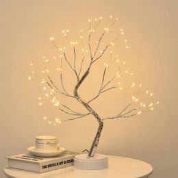 Night Lights Fairy Led Light Christmas Tree Table Lamp Battery/USB Operated Bedside For Room Year Decor Desk Holiday LightingNight LightsNig